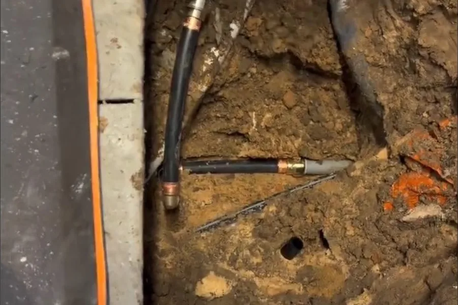 Burst pipe uncovered below slab soil for burst pipe repair in Fountain Hills