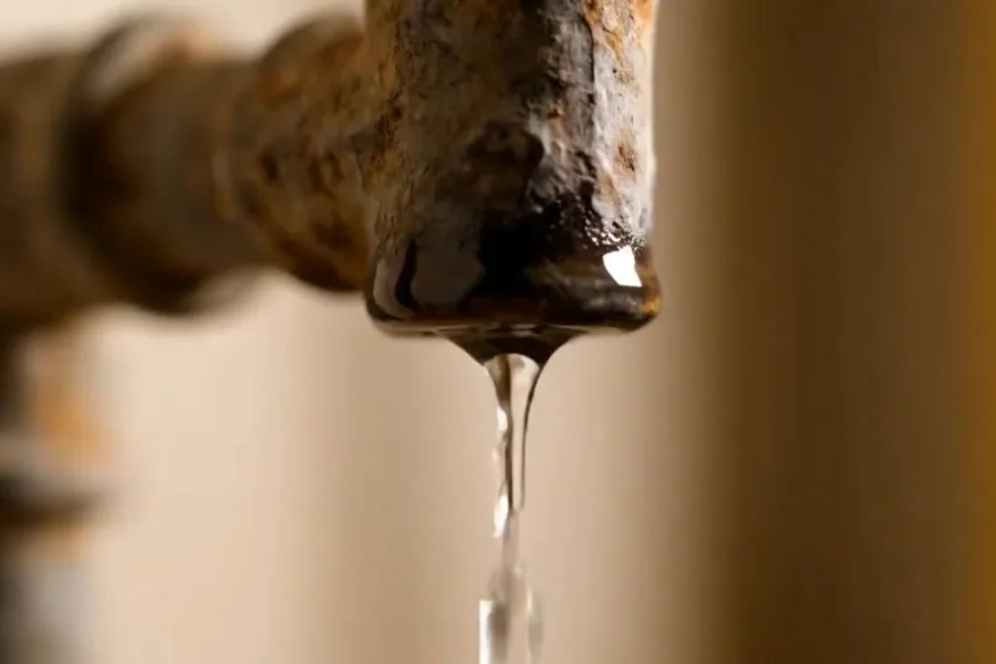 Close-up of a leaking pipe dripping water for water heater repair in Fountain Hills