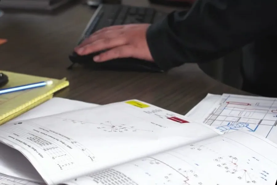 Commercial plumbing plans reviewed on a clipboard on the Fountain Hills plumbing services overview