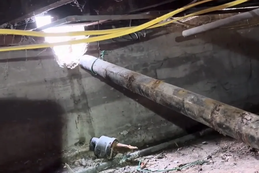 Crawl space pipe run lit by a work light during a plumbing service call in SunRidge Canyon, Fountain Hills, AZ