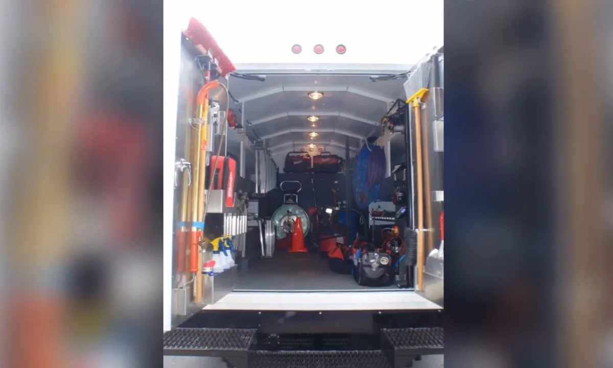 Open service van stocked with plumbing tools for scheduling Fountain Hills plumbing service