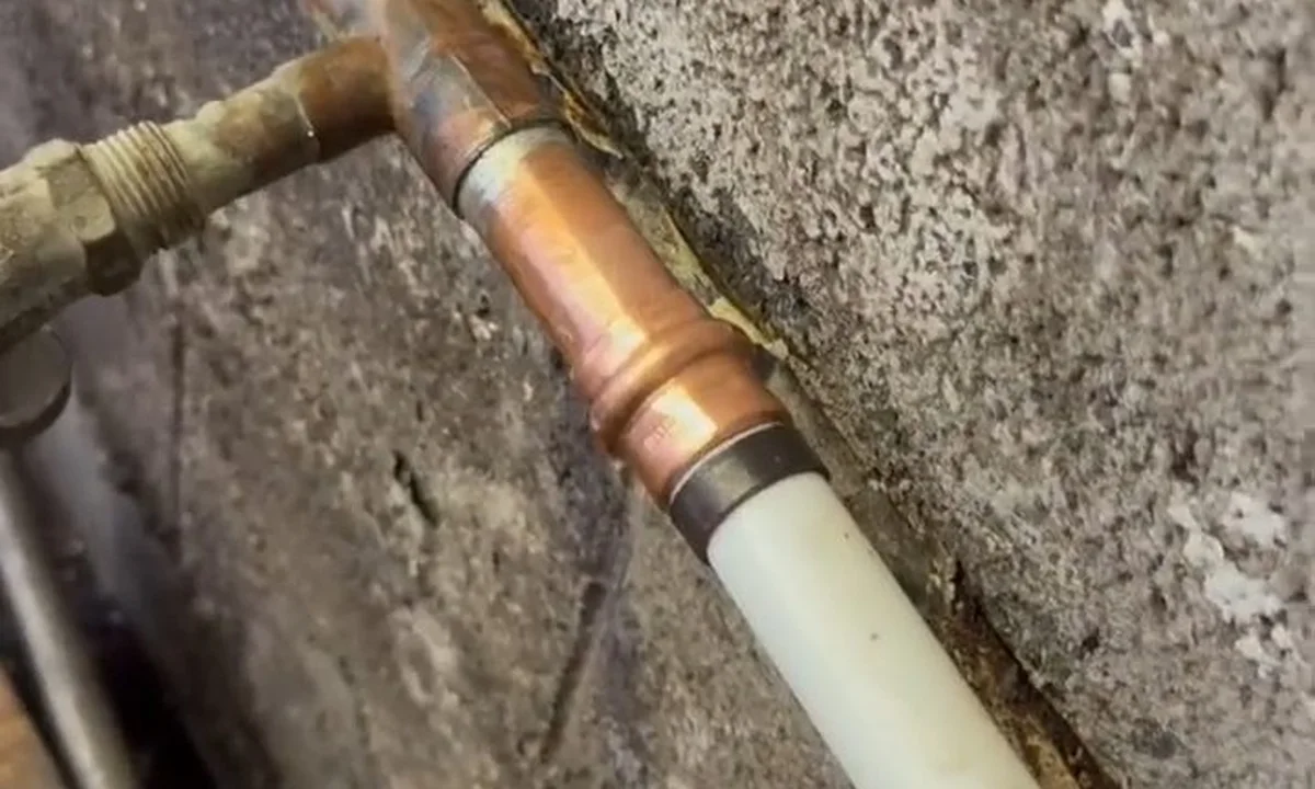 Repaired copper water line along a wall during a plumbing service call in SunRidge Canyon, Fountain Hills, AZ