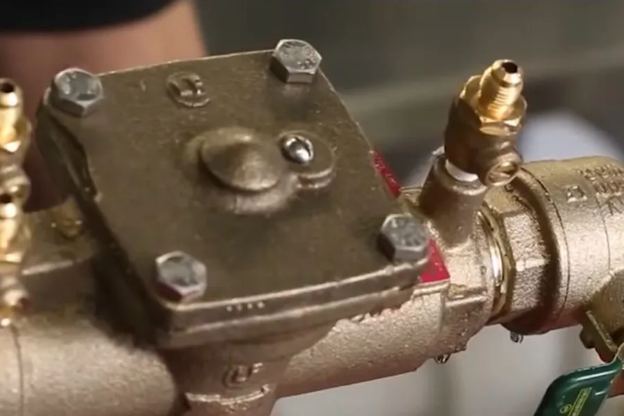 Rpz backflow preventer assembly close-up illustrating backflow testing in fountain hills