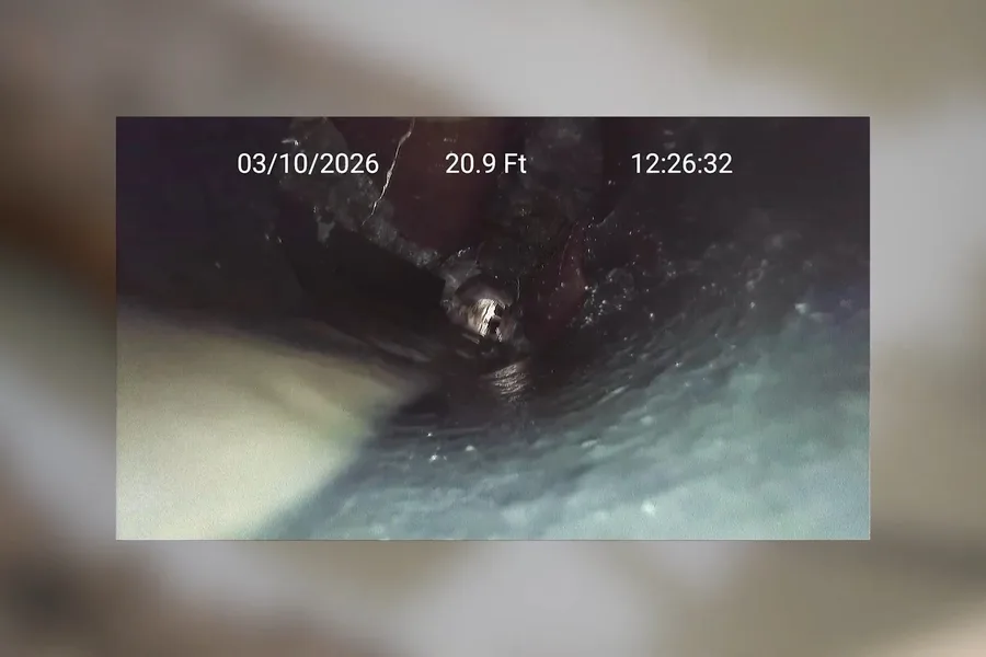Sewer camera view inside a drain line for Fountain Hills plumbing service