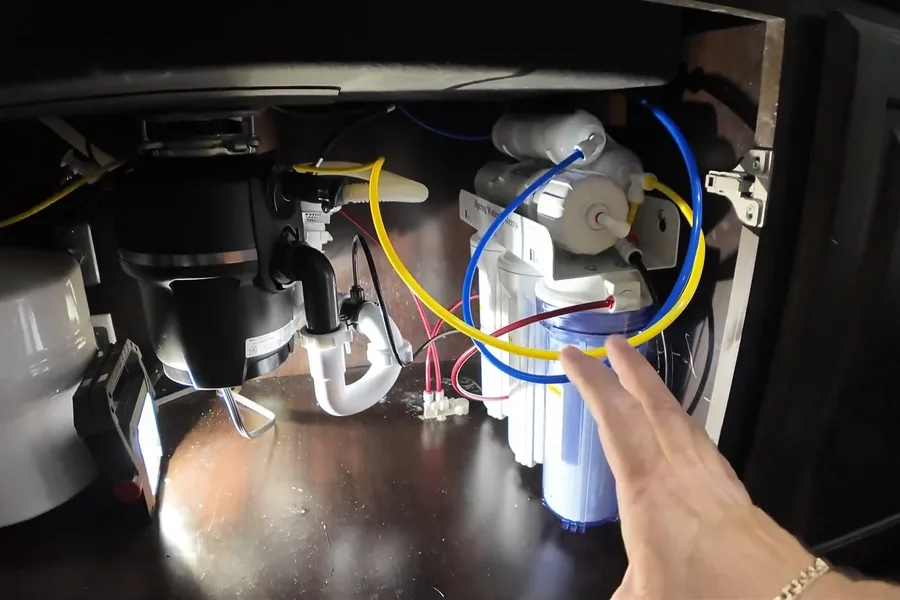 Under-sink disposal wiring and hose connections for garbage disposal repair & installation in Fountain Hills