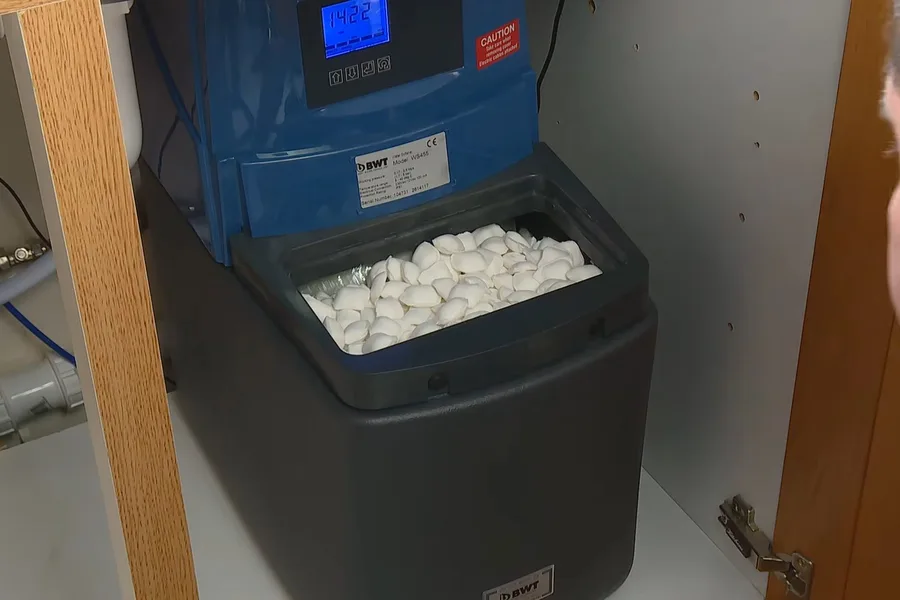 Water softener salt tank with pellets for water softener installation & repair in Fountain Hills